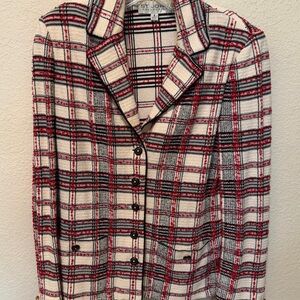 St. John Women's Checkered Button-Down Shirt - Red, Black, and White